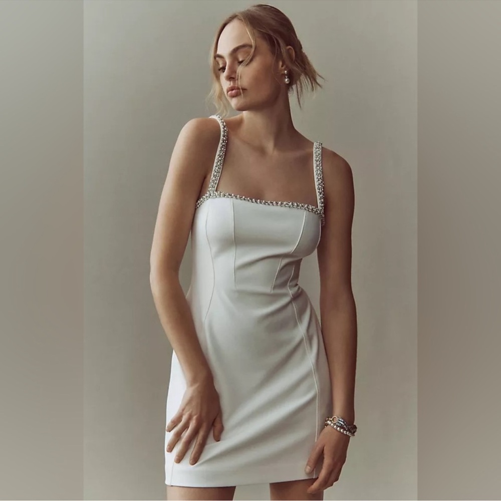 Anthropologie BHLDN White Embellished Strap Dress